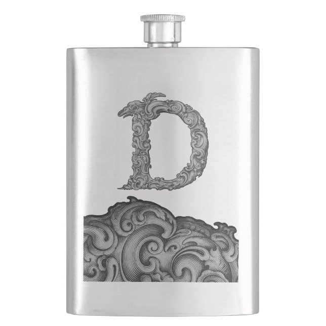 D - The Falck Alphabet (Silvery) Hip Flask (Front)