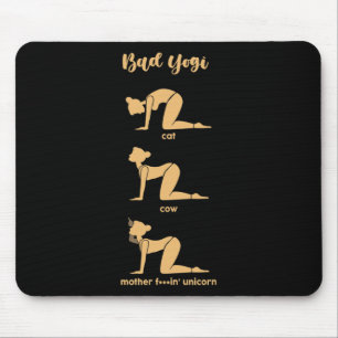 D Yogi Cat Cow Mother Unicorn Funny Yoga Meditatio Mouse Mat