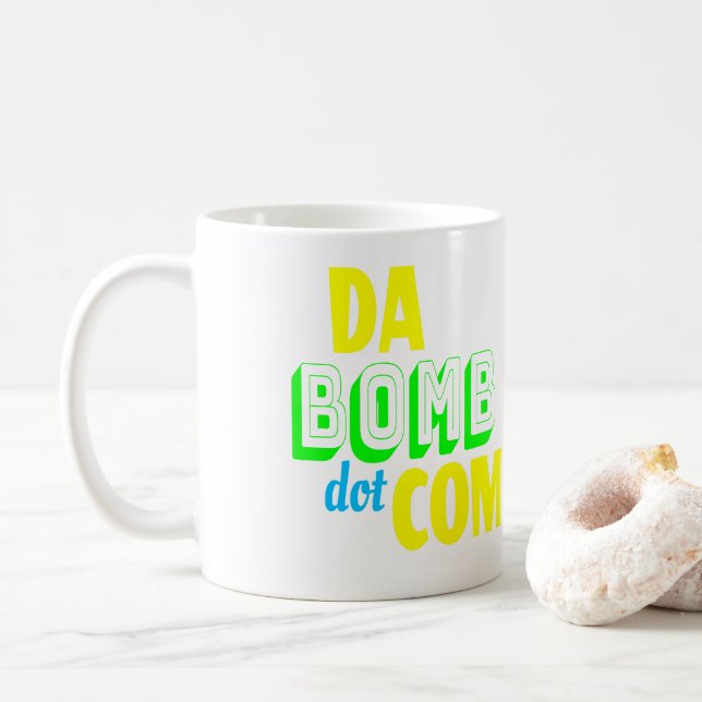 Da Bomb dot com Novelty Funny Retro 90s Coffee Mug (With Donut)