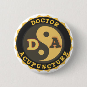 DA LOGO YIN YANG LOTUS FLOWER DOCTOR ACUPUNCTURE 6 CM ROUND BADGE