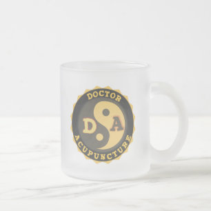 DA LOGO YIN YANG LOTUS FLOWER DOCTOR ACUPUNCTURE FROSTED GLASS COFFEE MUG