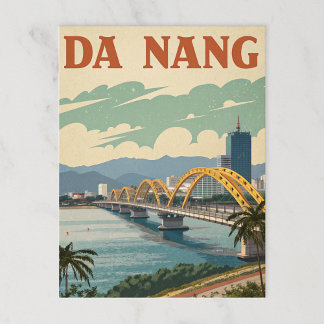Da Nang Dragon Bridge in Stylised Art Postcard