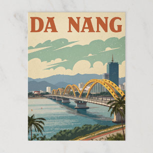 Da Nang Dragon Bridge in Stylized Art Postcard