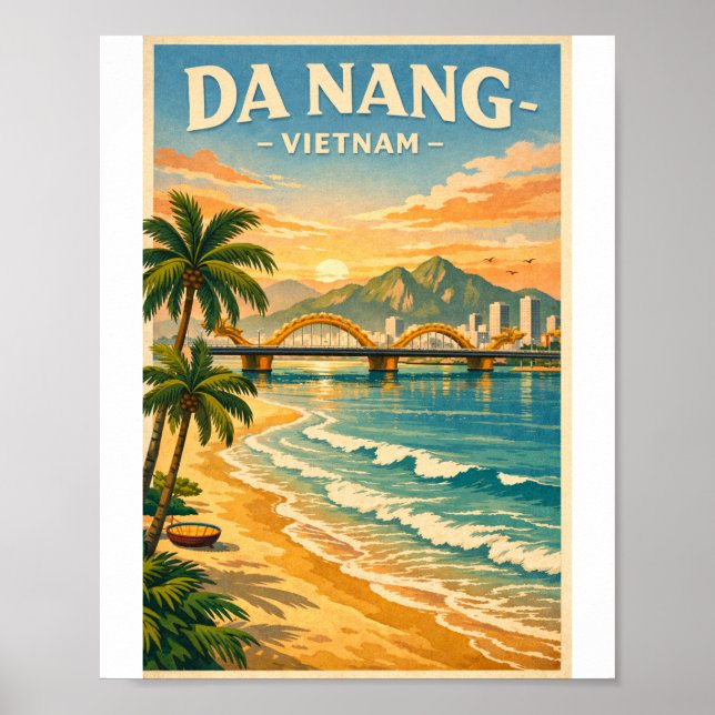 da nang vietnam retro travel 2026 poster (Front)