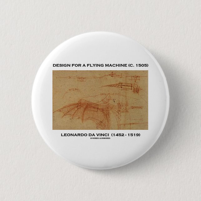 Da Vinci Design For A Flying Machine 6 Cm Round Badge (Front)