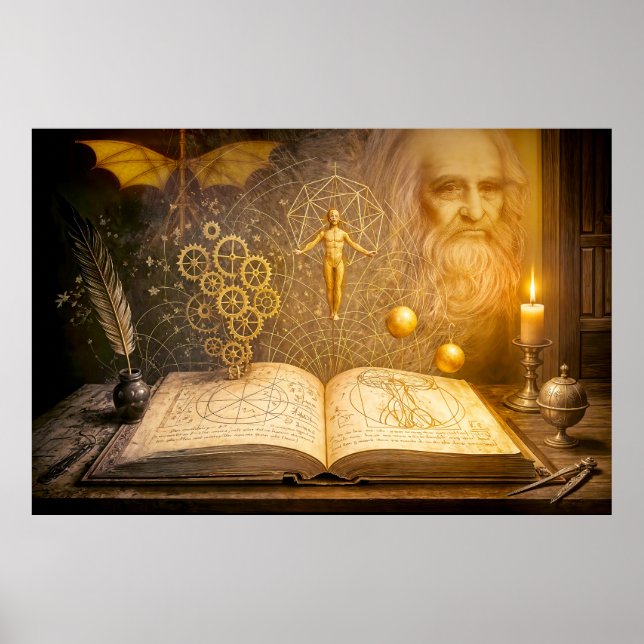 Da Vinci inventions from ancient sketchbook Poster (Front)