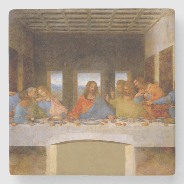 Da Vinci Last Supper Fine Art Classic Stone Coaster (Front)