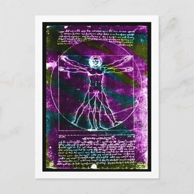 Da Vinci proportion man colourized blacklight Postcard (Front)