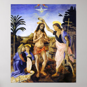 Da Vinci The Baptism of Christ Fine Art Classic Poster