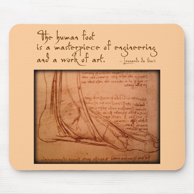 da Vinci: "The human foot is..." Mouse Mat (Front)