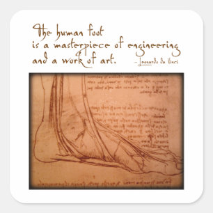 da Vinci: "The human foot is..." Square Sticker