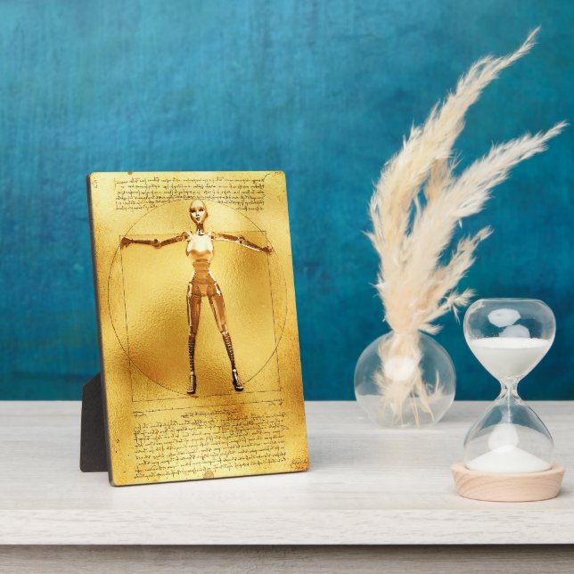 Da Vinci Vitruvian Gold Robot  Plaque (Side)