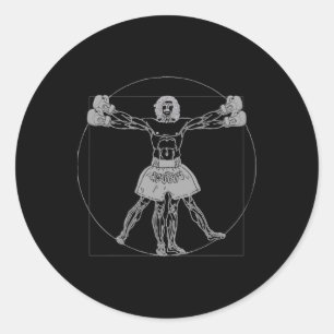 Da Vinci Vitruvian Man Muay Thai Mma Street Fight  Classic Round Sticker