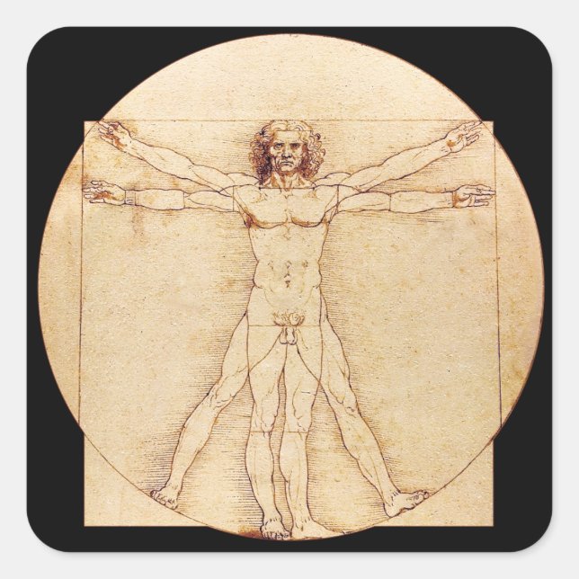 Da Vinci Vitruvian Man Square Sticker (Front)