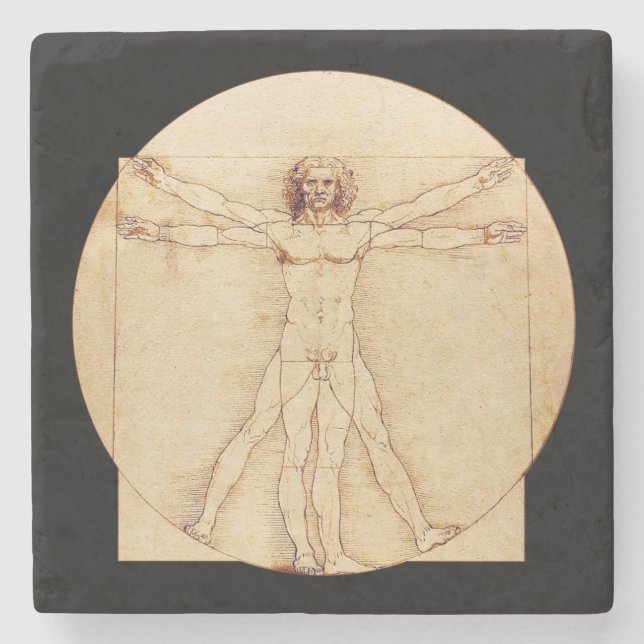 Da Vinci Vitruvian Man Stone Coaster (Front)