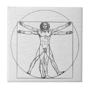 Da Vinci Vitruvian Man - Vintage Ceramic Tile