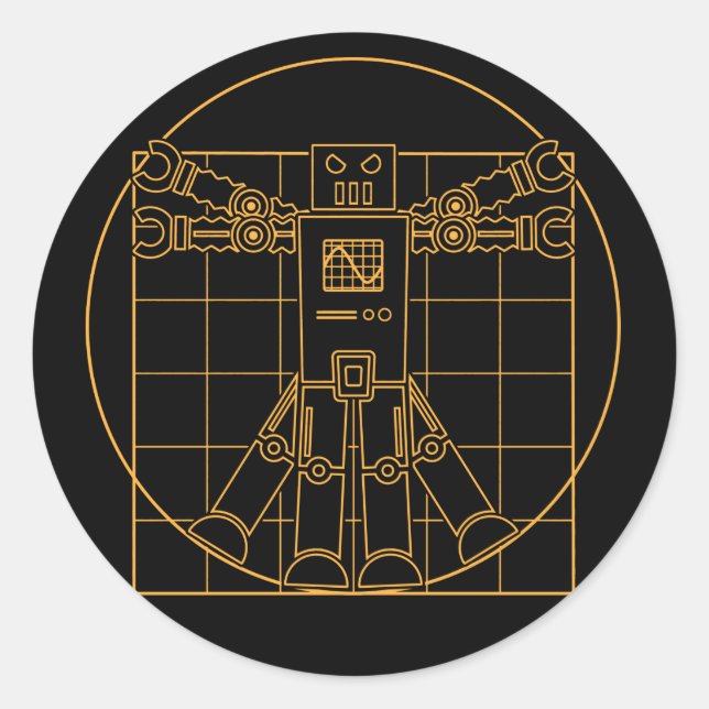 Da Vinci Vitruvian Robot Sticker (Front)