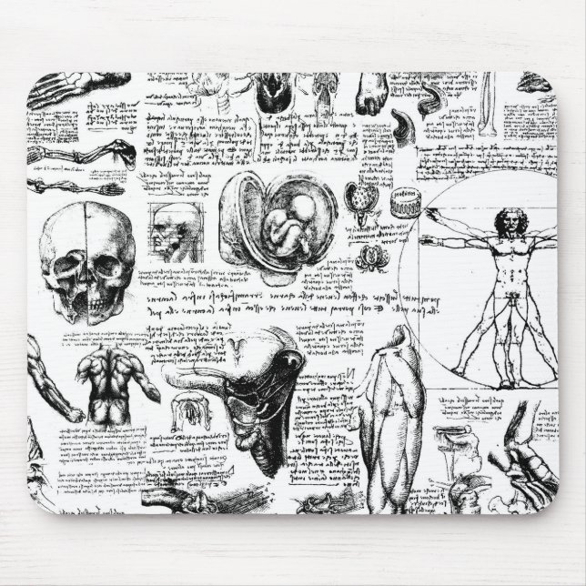 Da Vinci's Anatomy Sketchbook Mouse Mat (Front)