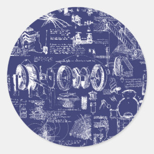 Da Vinci's Blueprints // Classic Round Sticker