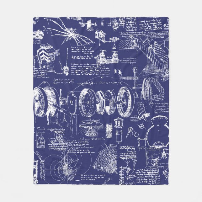 Da Vinci's Blueprints // Fleece Blanket (Front)