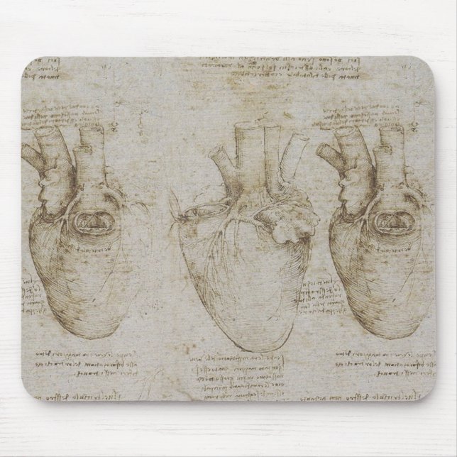 Da Vinci's Human Heart Anatomy Sketches Mouse Mat (Front)