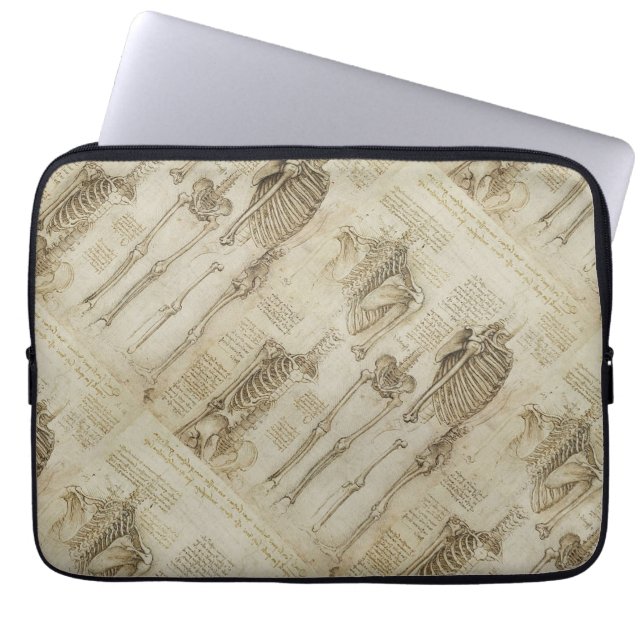 Da Vinci's Human Skeleton Anatomy Sketches Laptop Sleeve (Front)