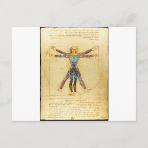 Da Vinci's Vitruvian man with tattoos Postcard