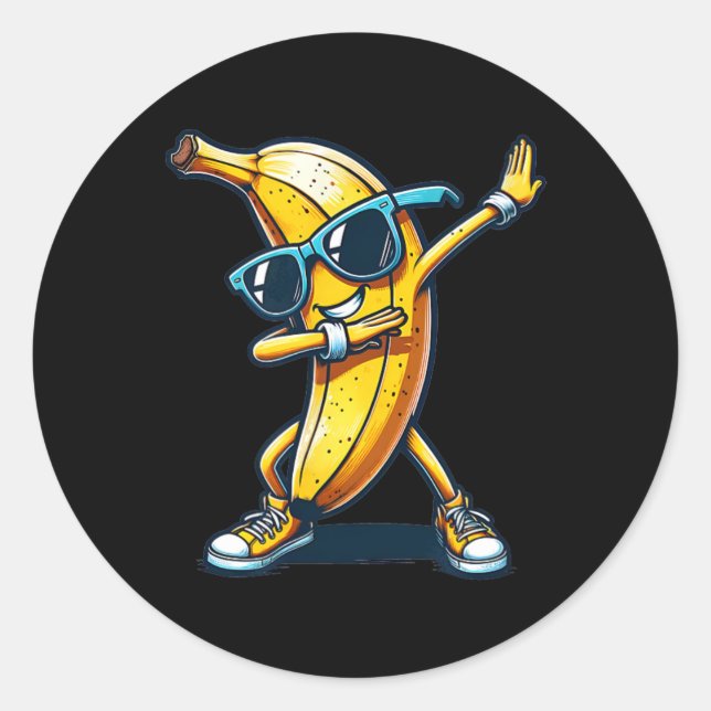 Dab Banana Dancing Dabbing Banana Fruit Meme  Classic Round Sticker (Front)