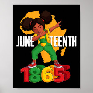 Dab Black Girl Juneteenth Kids 1865 Brown Skin Afr Poster