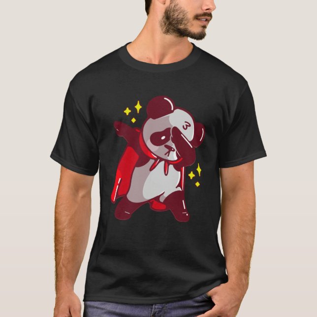 Dab Dabbing Move Panda Bear with Cape Dance Dabbin T-Shirt (Front)
