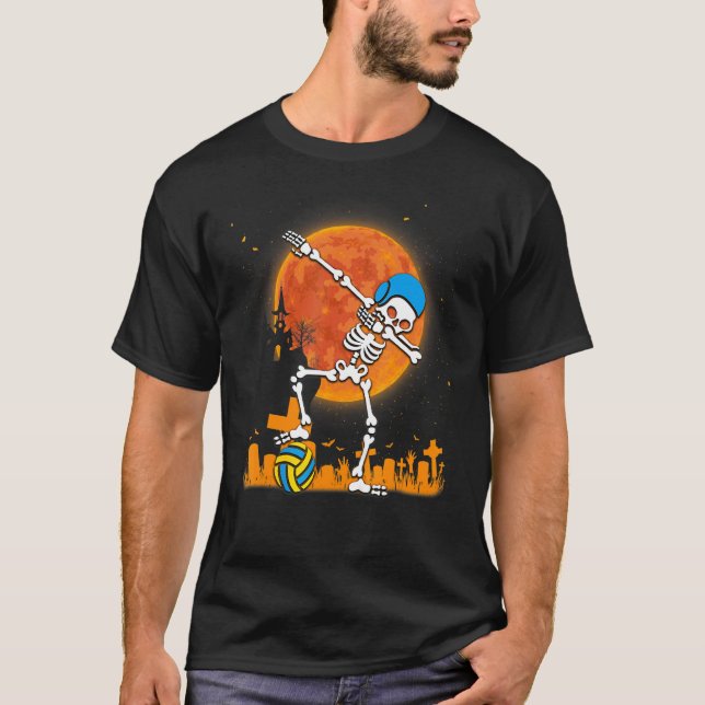Dab Dabbing Skeleton Water Polo Halloween Swim (Front)