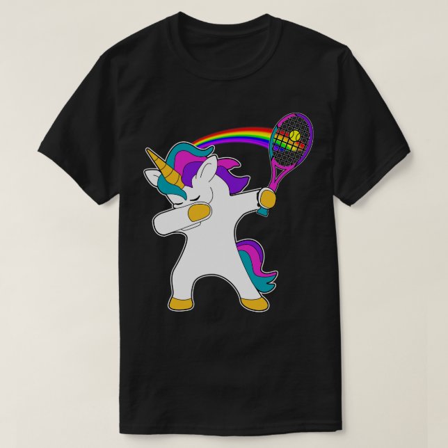 Dab Dabbing Tennis Unicorn Gift Tennis Player gift T-Shirt (Design Front)