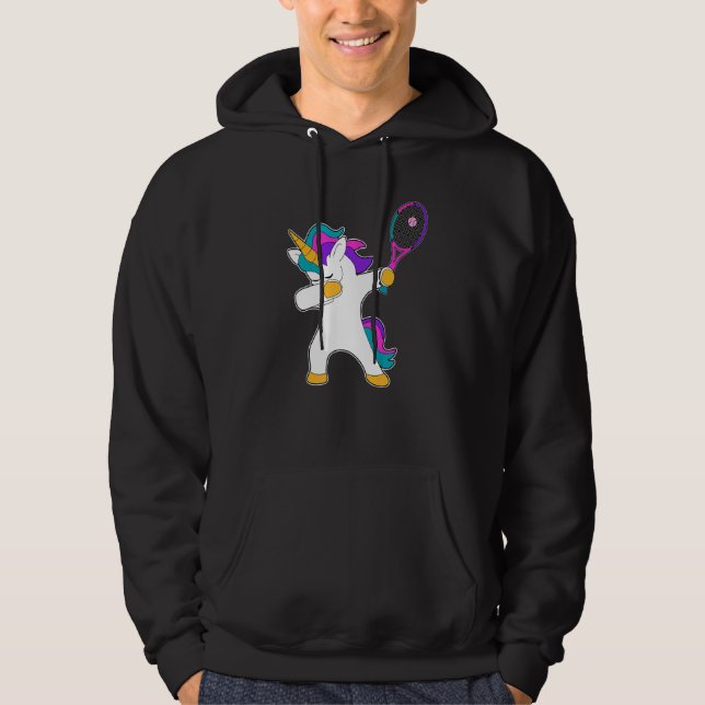 Dab Dabbing Unicorn Tennis Clothing Playing Unicor Hoodie (Front)