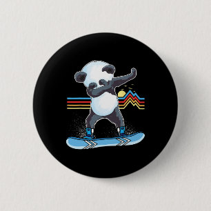 Dab Dance Panda Snowboarding Skiing Dabbing Panda  6 Cm Round Badge