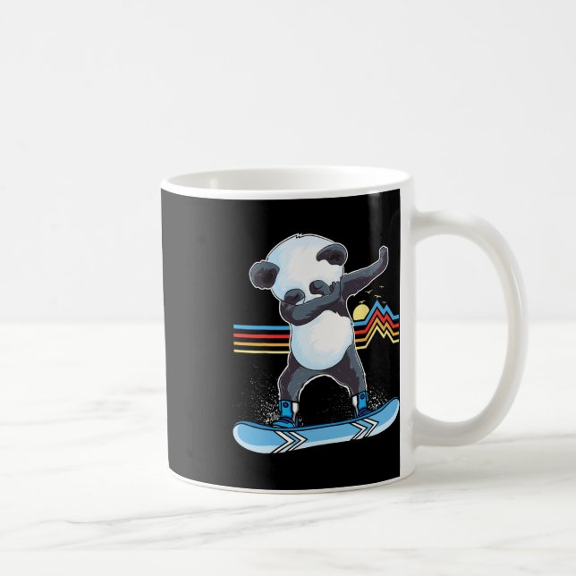 Dab Dance Panda Snowboarding Skiing Dabbing Panda  Coffee Mug (Right)