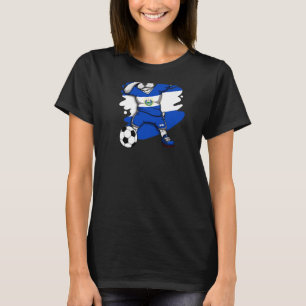 Dab French Bulldog El Salvador Soccer Fans Jersey  T-Shirt
