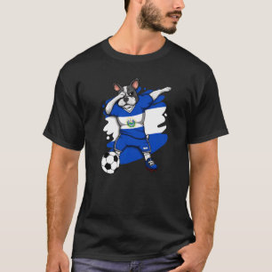 Dab French Bulldog El Salvador Soccer Fans Jersey  T-Shirt