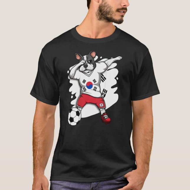 Dab French Bulldog South Korea Soccer Fans Jersey  T-Shirt (Front)