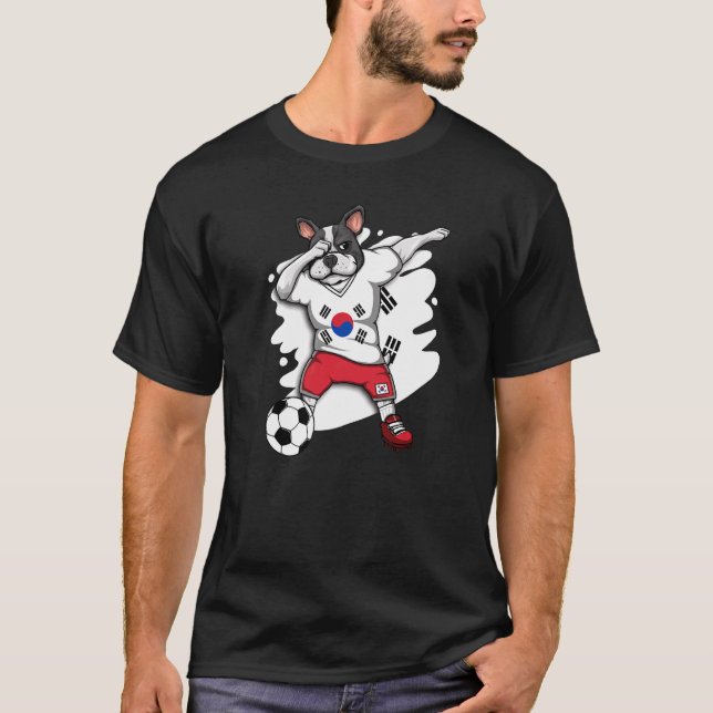 Dab French Bulldog South Korea Soccer Fans Jersey  T-Shirt (Front)