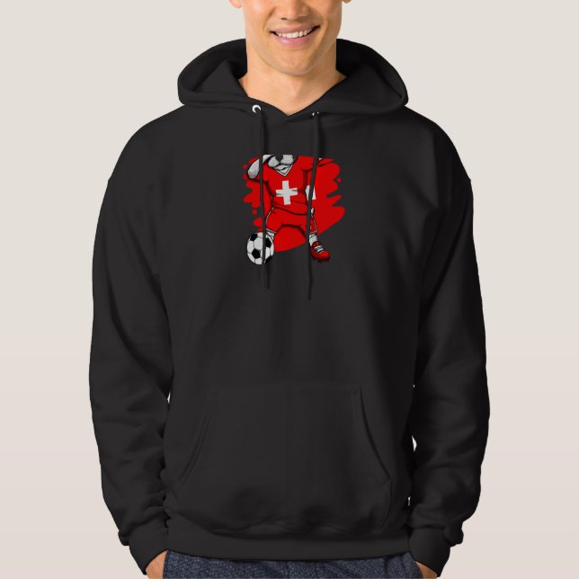 Dab French Bulldog Switzerland Soccer Fans Jersey  Hoodie (Front)