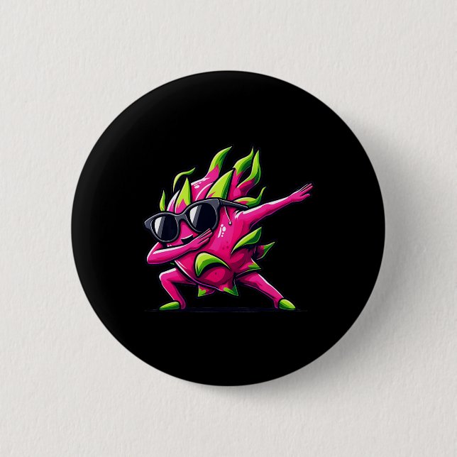 Dab Fruit Dancing Dabbing Dragon Fruit Meme  6 Cm Round Badge (Front)