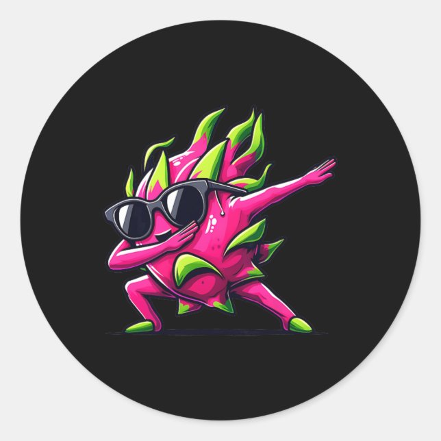 Dab Fruit Dancing Dabbing Dragon Fruit Meme  Classic Round Sticker (Front)