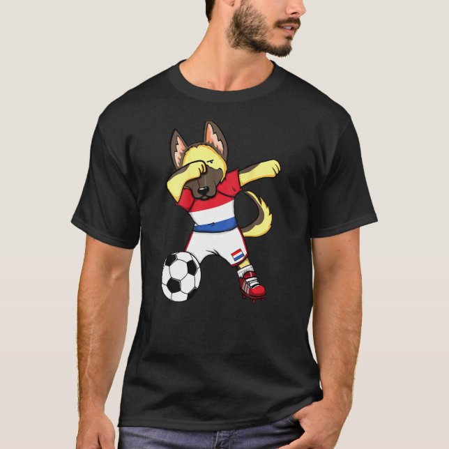 Dab German Shepherd Netherlands Soccer Fans Jersey T-Shirt (Front)