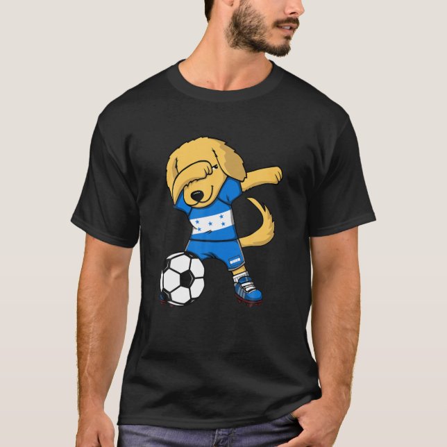 Dab Golden Retriever Honduras Soccer Fans Jersey F T-Shirt (Front)