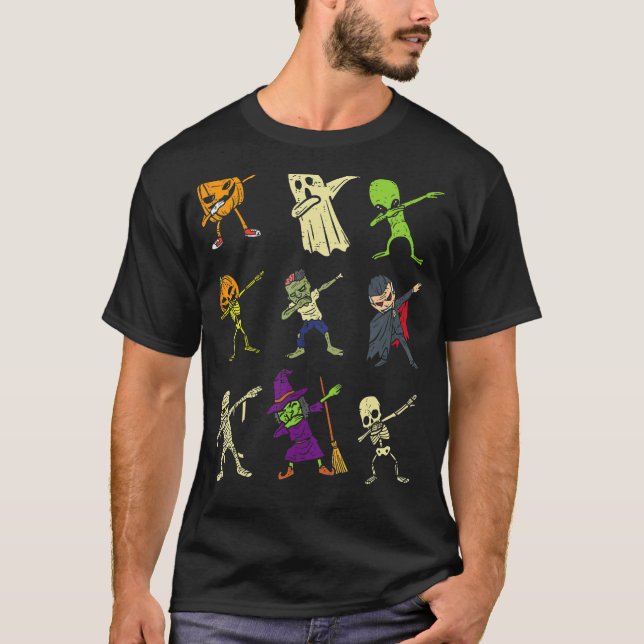 Dab Pumpkin Skeleton Ghost Alien Zombie Halloween  T-Shirt (Front)