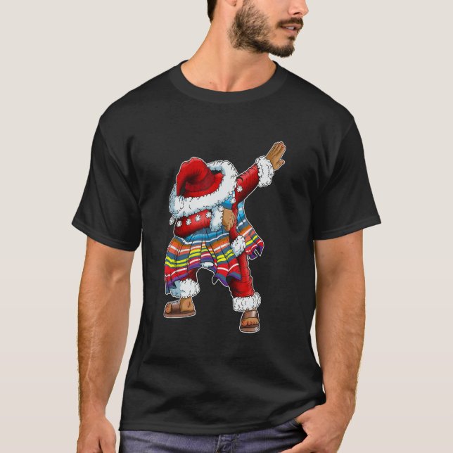 Dab Santa Claus With Mexican Poncho Is Dabbing T-Shirt (Front)