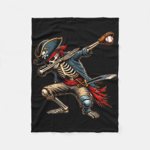 Dab Skeleton Dabbing Skeleton Pirate Baseball Fleece Blanket