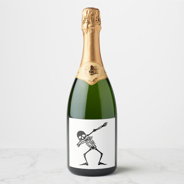 Dab skeleton dabbing skeleton - skull men shirt sparkling wine label (Front)