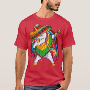Dab Unicorn Poncho Sombrero Cinco De Mayo Kids Gir T-Shirt