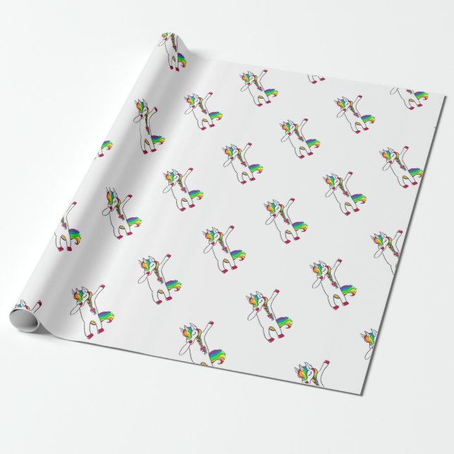 Dab unicorn wrapping paper (Unrolled)